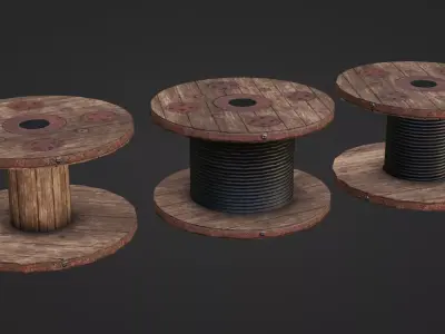 Cable Reel GAME READY Low-poly 3D model