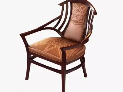 OAK UPHOLSTERED BODENHAUSEN ARMCHAIR DESIGNED BY HENRY VAN DE VE 3D model