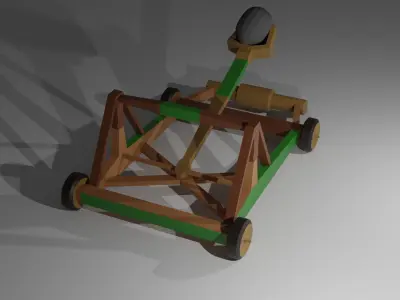 Medieval War Catapult Lowpoly Low-poly 3D model