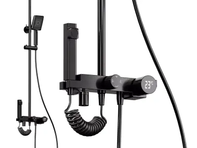 Shower System Square Massage Jet Handheld Shower Head Shower Low-poly 3D model