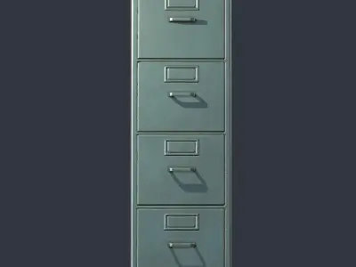 Vertical Filing Cabinet Low-poly 3D model