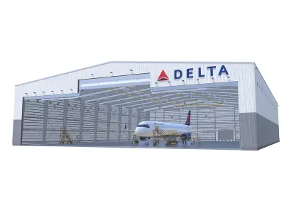 Delta Airlines Maintenance Hangar A321Neo Low-poly 3D model