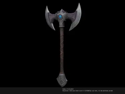 Low Poly Stylized Axe - AI Low-poly 3D model