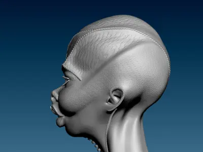 Alien Girl Head for 3D Print 3D print model