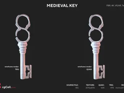 Medieval Keys Set 02 AR low-poly 3D model Low-poly 3D model