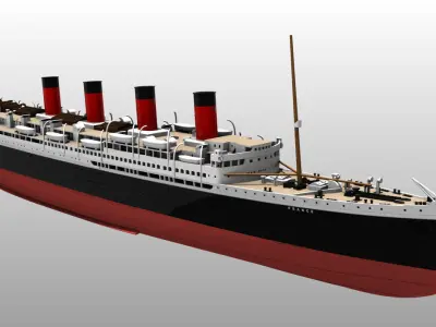 Print ready SS FRANCE ocean liner 1912 - full hull and waterline 3D print model