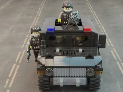 Lego swat truck with squad 3D model