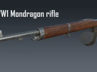 Mondragon WW1 rifle game-ready PBR Low-poly 3D model