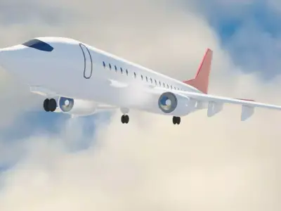 Aircraft LowPoly passenger airplane flying in sky Low-poly 3D model