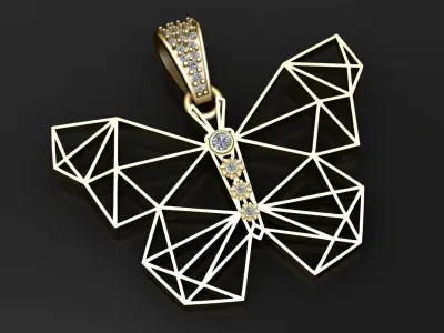 BUTTER FLY GOLD PENDANT 3D print model