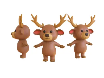 High-Quality 3D Cartoon Deer Low-poly 3D model