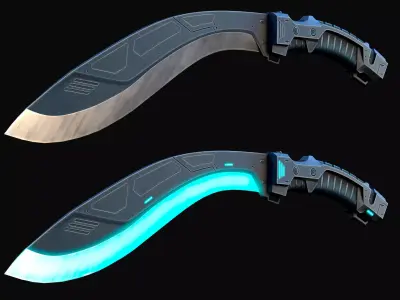 Cyberpunk Kukri Knife Low-poly 3D model
