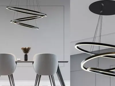 Decorative Ring Pendant Light Set of 8 lamps Free 3D model