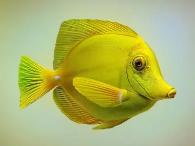 Fish Yellow tang Low-poly 3D model
