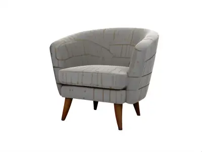 White and Gold Modern Armchair Free low-poly 3D model