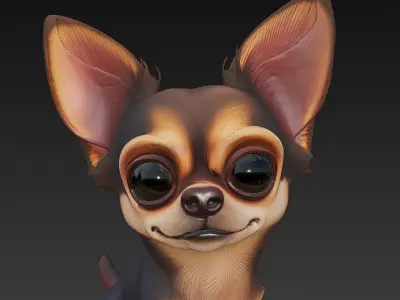 Chihuahua Dog Realistic 3D Model - Low Poly Realistic Low-poly 3D model