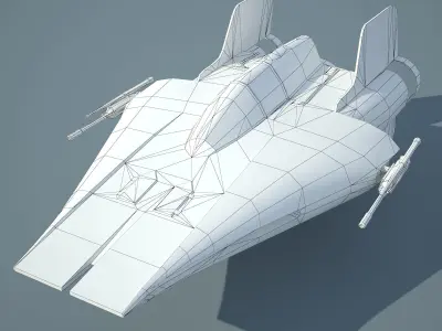 Game Ready Star Wars RZ-1 A-wing interceptor Starfighter Low-poly 3D model