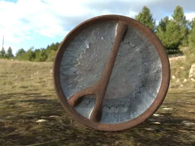 Shield in woods Low-poly 3D model