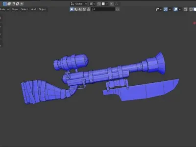 Stylized shotgun for game Low-poly 3D model