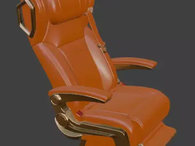 Luxury VIP Aircraft Seat Orange Leather Gold 3D Model 3D model