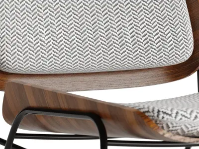 Wooden lounge chair with metal legs 3D model