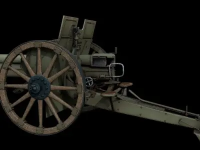 German cannon 7 7 cm Feldkanone 96 3D model