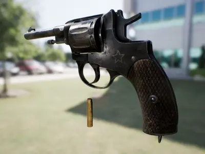Nagan revolver - Model and Textures PBR - Low Poly 3d model Low-poly 3D model