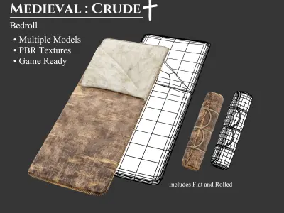 Medieval Crude Accessory Bedroll Low-poly 3D model