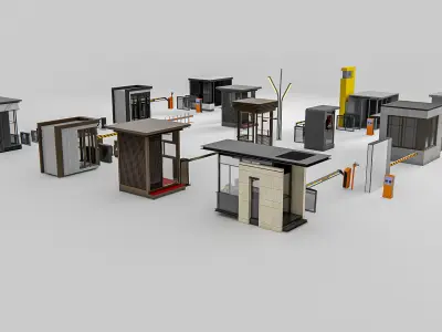 Security guard booth 2 3D model