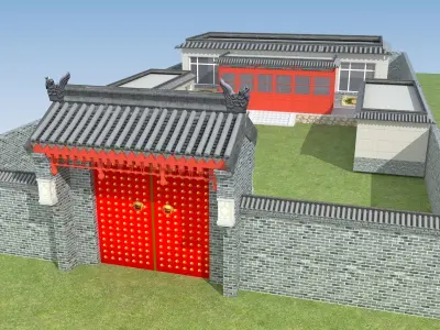 Chinese ancient courtyard house 3D model