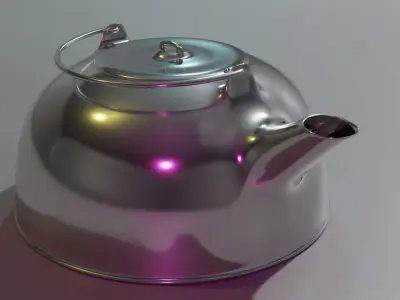 Teapot silver on table Free low-poly 3D model