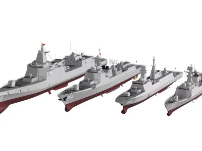 Type 055 destroyer    052D destroyer    054A    054B frigate 3D model
