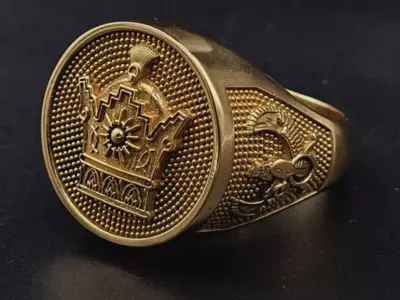  Farvahar and Crown Ring 3D print model