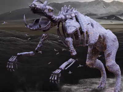 Undead Boar Skeleton Low-poly 3D model