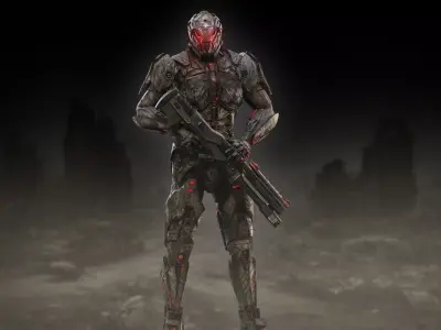 Sci Fi Robot Synthrax Low-poly 3D model