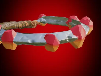 Stylized throwing disc with fire crystals PBR low-poly Low-poly 3D model