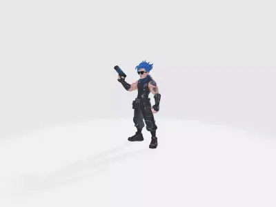 Blue Star Hunter - 3D Printable and Animated Model Low-poly 3D model