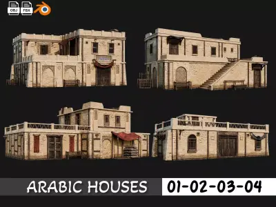 01-04 - Arabic Houses 4K Low-poly 3D model