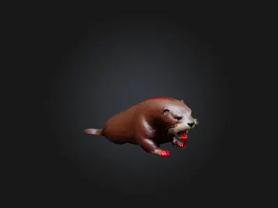 Realistic Bleeding Otter Model Low-poly 3D model