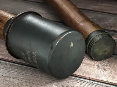 German Stielhandgranate Low-poly 3D model