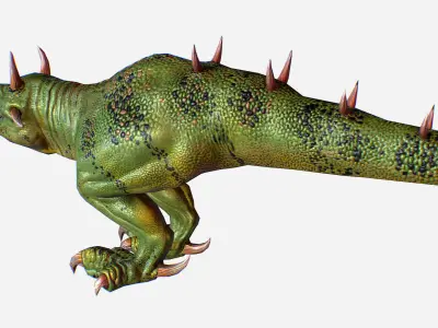 Green Lizard Dragon Animal Game MMO RPG Character Low-poly 3D model