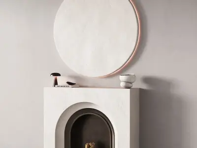 291 fireplace area decorative wall 09 minimal modern classic 00 3D model