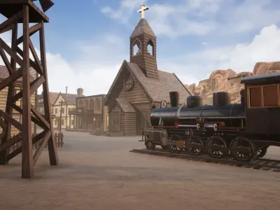 Wild West Racing Town Low-poly 3D model