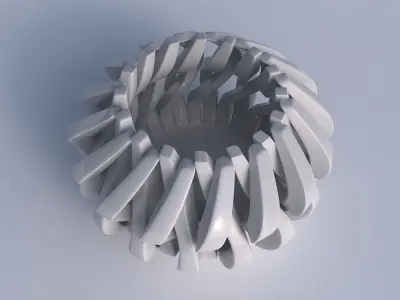 Bowl cylindrical with twisted sharp muscle structures squeezed 2 3D model