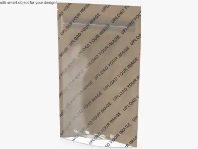 Zipper Kraft Paper Bag with Transparent Front 50 g Mockup 3D model