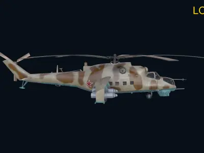 Asset - Army - Aircraft - Mi 24 Low-poly 3D model