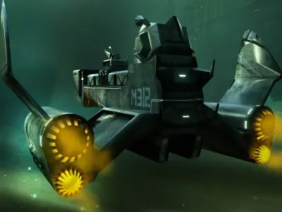 Cargo Sci fi Spaceship Free low-poly 3D model