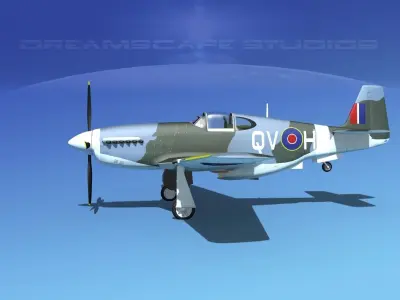 North American Mustang X RAF V02 3D model