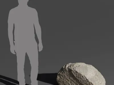  Cool Toned Half Smooth Large Rock Boulder Model 