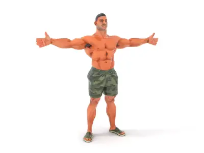 Muscular Male Soldier model pack Low-poly 3D model